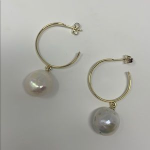 Gold Hoops with Pearls